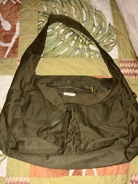 American Eagle Outfitters Olive Canvas Shoulder Bag with Front Zip